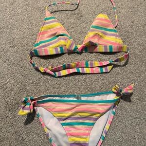 Colorful Striped Bikini Set